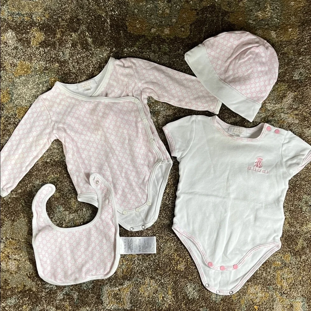 Gucci Pink and White Baby Matching Set